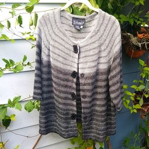 Vintage Rochelle California Ombre Stripe Lagenlook Cape Cardigan Art to Wear XL